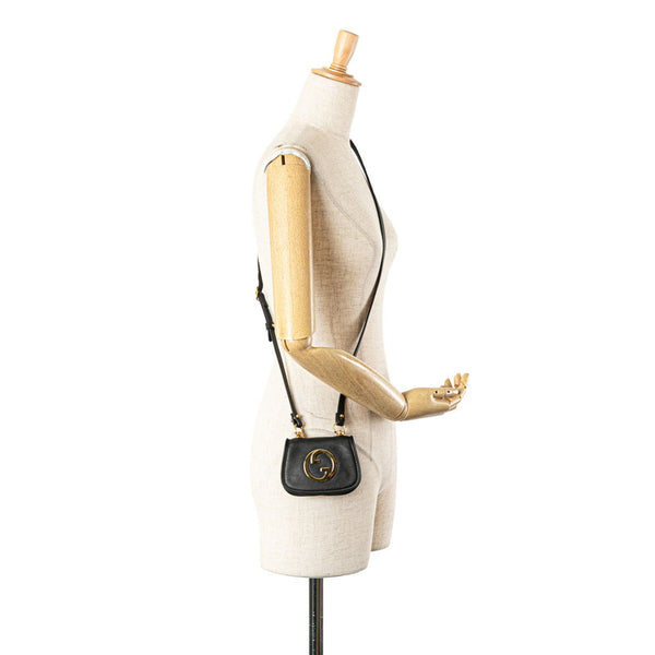 グッチ インターロッキングG ブロンディ 斜め掛け ショルダーウォレット カードケース 698635 ブラック レザー レディース GUCCI 【中古】