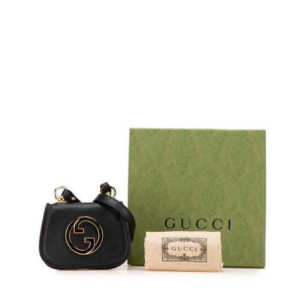 グッチ インターロッキングG ブロンディ 斜め掛け ショルダーウォレット カードケース 698635 ブラック レザー レディース GUCCI 【中古】