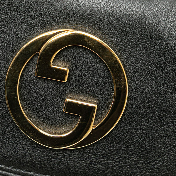 グッチ インターロッキングG ブロンディ 斜め掛け ショルダーウォレット カードケース 698635 ブラック レザー レディース GUCCI 【中古】