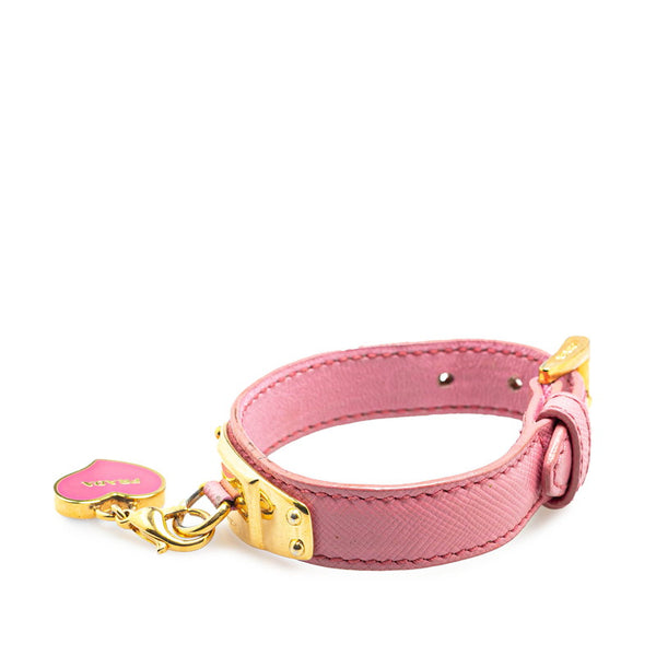 グッチ ハート モチーフ ブレスレット ピンク ゴールド レザー レディース GUCCI 【中古】