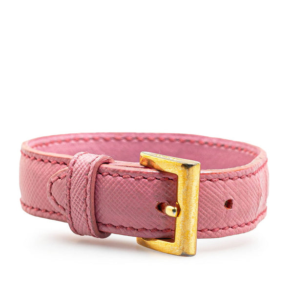 グッチ ハート モチーフ ブレスレット ピンク ゴールド レザー レディース GUCCI 【中古】