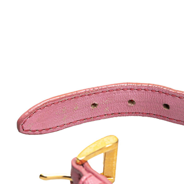 グッチ ハート モチーフ ブレスレット ピンク ゴールド レザー レディース GUCCI 【中古】