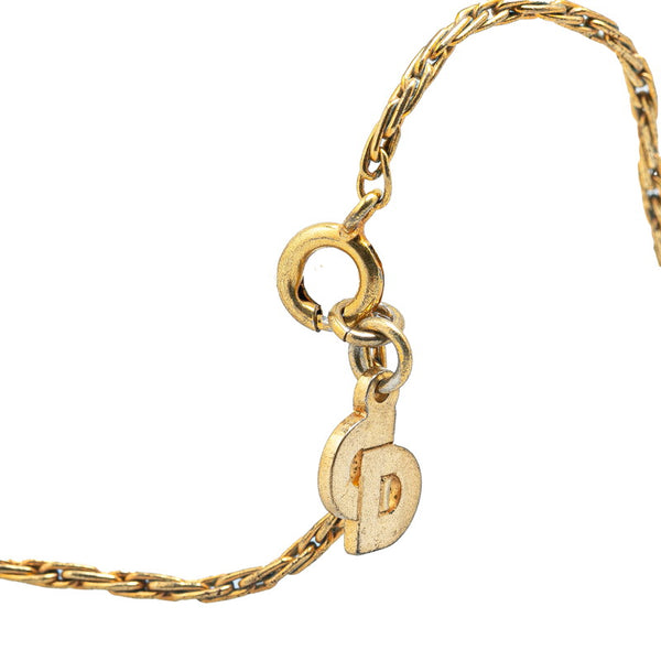 ディオール CD ロゴ 南京錠 モチーフ ネックレス ゴールド メッキ ラインストーン レディース Dior 【中古】