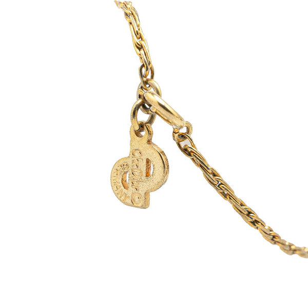 ディオール CD ロゴ 南京錠 モチーフ ネックレス ゴールド メッキ ラインストーン レディース Dior 【中古】