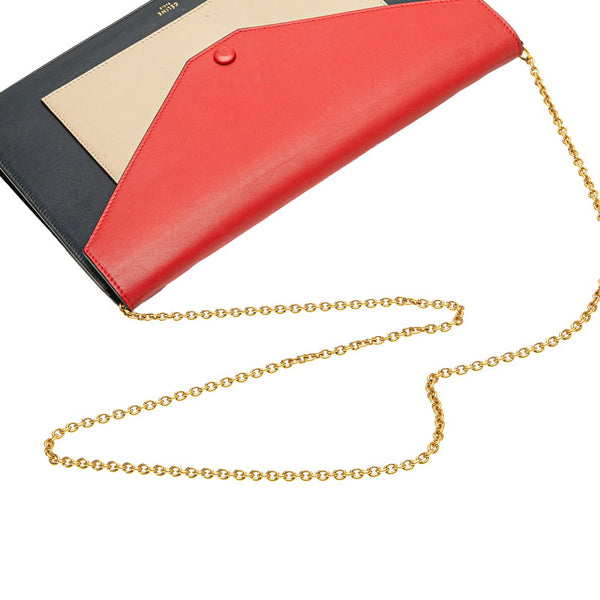 セリーヌ チェーンウォレット ショルダーバッグ ブラック レッド ベージュ レザー レディース CELINE 【中古】
