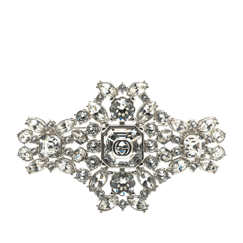 グッチ インターロッキングG ブローチ シルバー ラインストーン メタル レディース GUCCI 【中古】