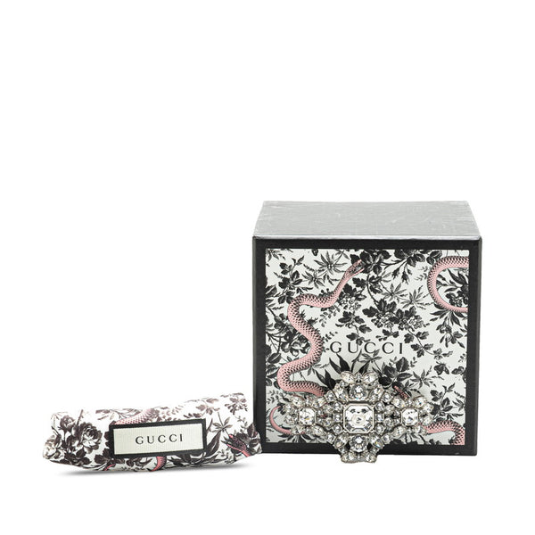 グッチ インターロッキングG ブローチ シルバー ラインストーン メタル レディース GUCCI 【中古】