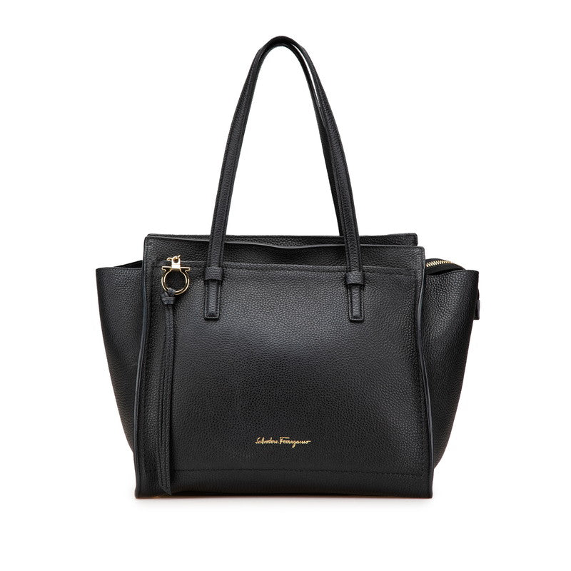 サルヴァトーレフェラガモ ガンチーニ トートバッグ ハンドバッグ ブラック レザー レディース Salvatore Ferragamo 【中古】