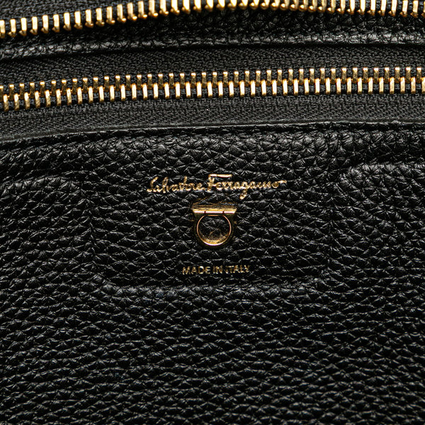 サルヴァトーレフェラガモ ガンチーニ トートバッグ ハンドバッグ ブラック レザー レディース Salvatore Ferragamo 【中古】