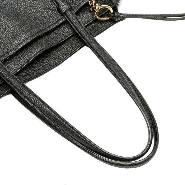 サルヴァトーレフェラガモ ガンチーニ トートバッグ ハンドバッグ ブラック レザー レディース Salvatore Ferragamo 【中古】