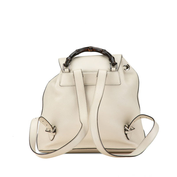 グッチ バンブー  リュック バックパック 370833 ホワイト レザー レディース GUCCI 【中古】