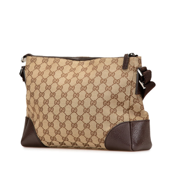 グッチ GGキャンバス 斜め掛け ショルダーバッグ 114273 ベージュ ブラウン キャンバス レザー レディース GUCCI 【中古】