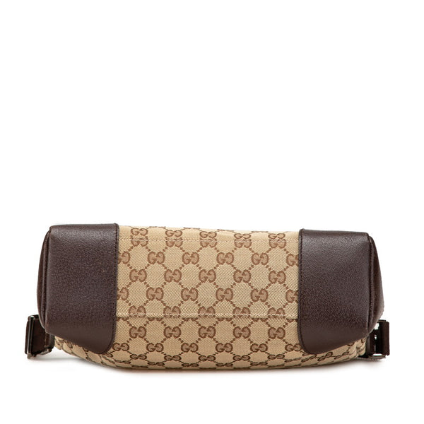 グッチ GGキャンバス 斜め掛け ショルダーバッグ 114273 ベージュ ブラウン キャンバス レザー レディース GUCCI 【中古】