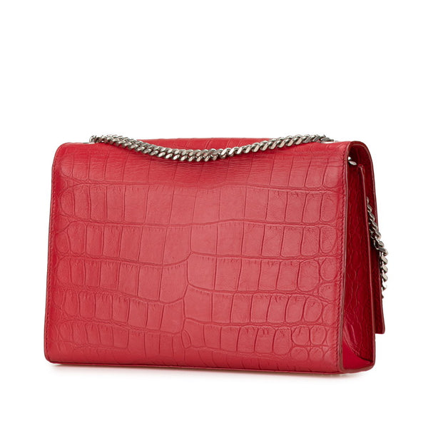 サンローラン クラシック ケイト 型押し タッセル チェーン ショルダーバッグ 354119 レッド レザー レディース SAINT LAURENT 【中古】