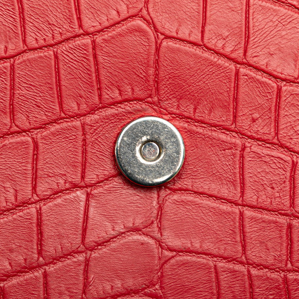 サンローラン クラシック ケイト 型押し タッセル チェーン ショルダーバッグ 354119 レッド レザー レディース SAINT LAURENT 【中古】