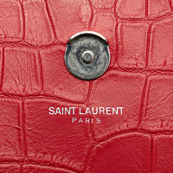 サンローラン クラシック ケイト 型押し タッセル チェーン ショルダーバッグ 354119 レッド レザー レディース SAINT LAURENT 【中古】