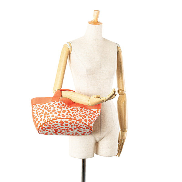 エルメス キッズライン ハンドバッグ オレンジ  アイボリー ピンク キャンバス レディース HERMES 【中古】