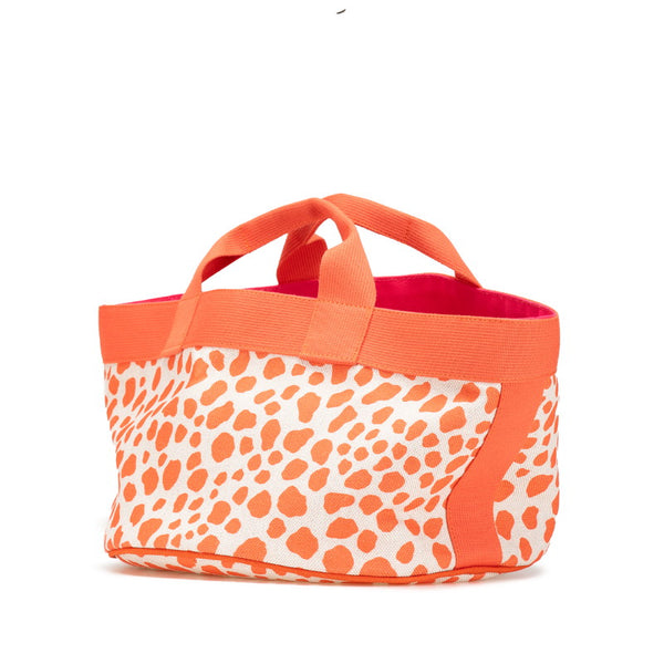 エルメス キッズライン ハンドバッグ オレンジ  アイボリー ピンク キャンバス レディース HERMES 【中古】