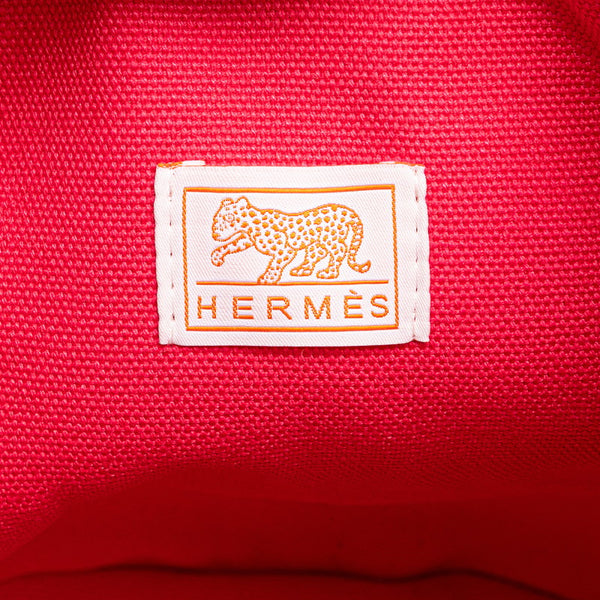 エルメス キッズライン ハンドバッグ オレンジ  アイボリー ピンク キャンバス レディース HERMES 【中古】