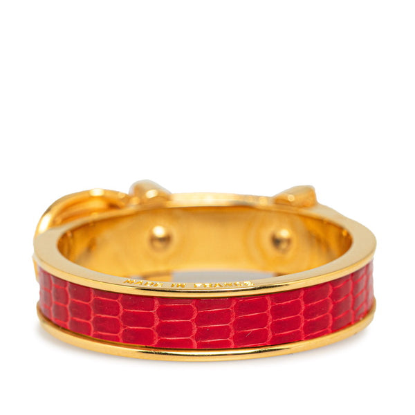 エルメス ブックルセリエ スカーフリング レッド ゴールド メッキ レディース HERMES 【中古】