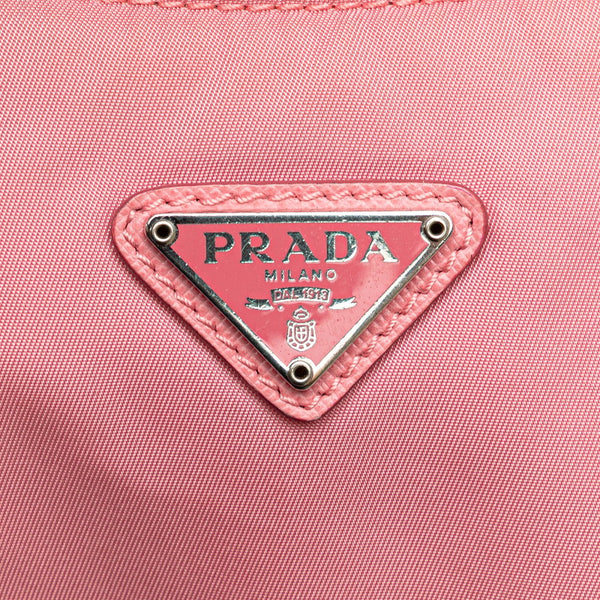 プラダ 三角ロゴプレート チェーンハンドバッグ ショルダーバッグ 2WAY 1BH204 ピンク ナイロン レディース PRADA 【中古】