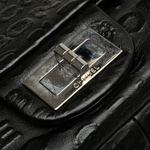 シャネル 2.55 アンリミテッド Wフラップ チェーン ショルダーバッグ ハンドバッグ ブラック レザー レディース CHANEL 【中古】