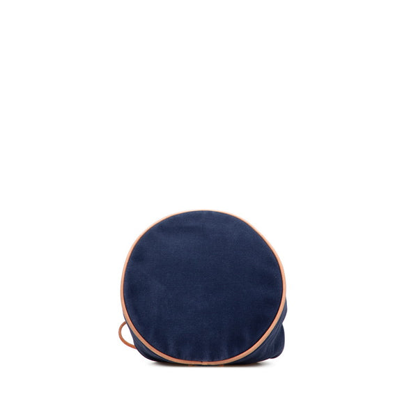 エルメス ポロション ミミル ゴールド金具 ショルダーバッグ 巾着 ネイビー キャンバス レザー レディース HERMES 【中古】