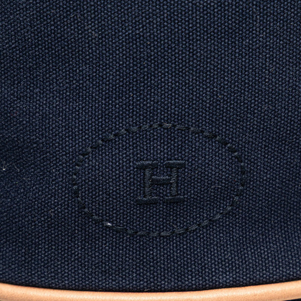 エルメス ポロション ミミル ゴールド金具 ショルダーバッグ 巾着 ネイビー キャンバス レザー レディース HERMES 【中古】