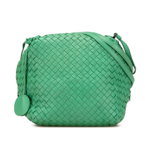 ボッテガヴェネタ イントレチャート 斜め掛け ショルダーバッグ グリーン レザー レディース BOTTEGAVENETA 【中古】