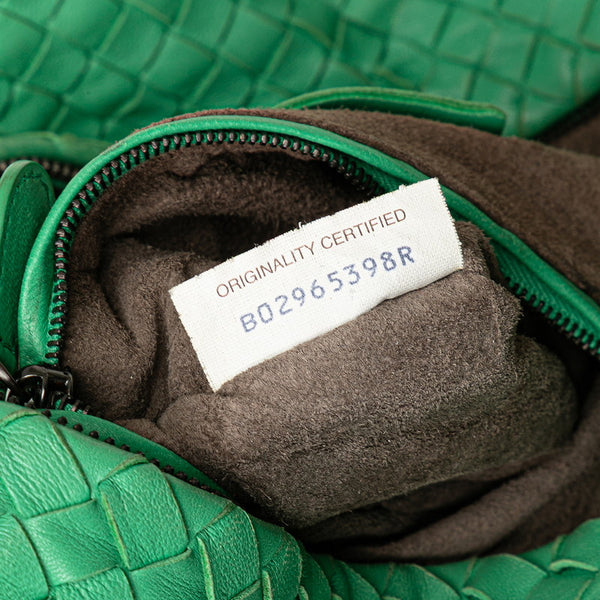 ボッテガヴェネタ イントレチャート 斜め掛け ショルダーバッグ グリーン レザー レディース BOTTEGAVENETA 【中古】