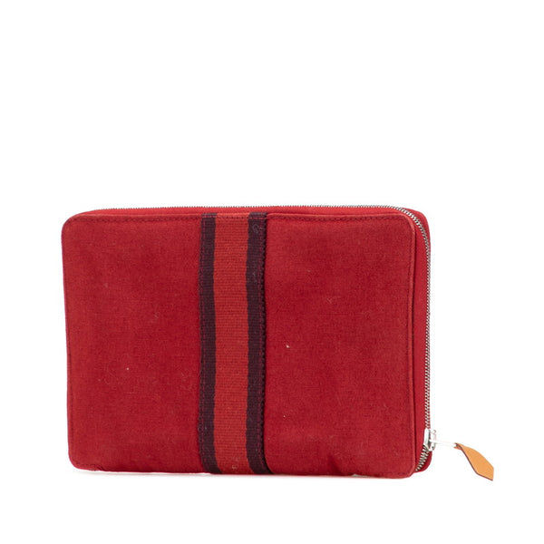エルメス フールトゥ マルチ パースGM ラウンドファスナー 長財布 ワインレッド ボルドー キャンバス レディース HERMES 【中古】
