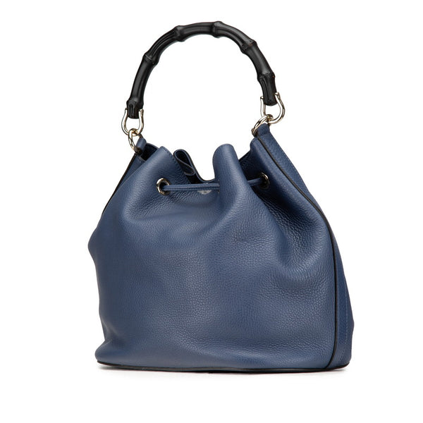 グッチ バンブー ハンドバッグ ショルダーバッグ 2WAY 387613 ブルー レザー レディース GUCCI 【中古】
