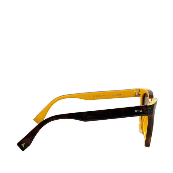 フェンディ ウェリントン型 サングラス 0121/S ブラウン イエロー プラスチック レディース FENDI 【中古】