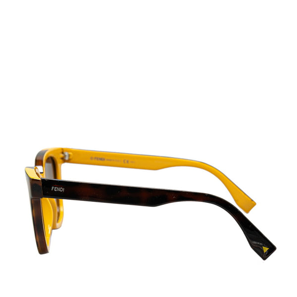 フェンディ ウェリントン型 サングラス 0121/S ブラウン イエロー プラスチック レディース FENDI 【中古】