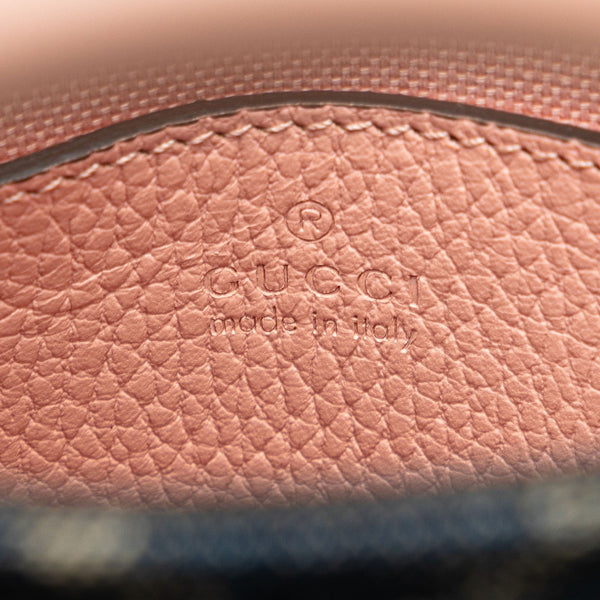 グッチ インターロッキングG フラワー ハンドバッグ ショルダーバッグ 2WAY 671623 ブルー ピンク デニム レザー レディース GUCCI 【中古】