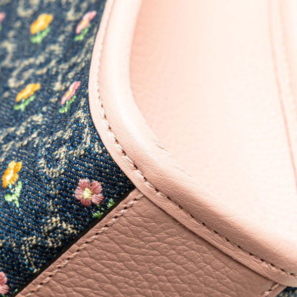 グッチ インターロッキングG フラワー ハンドバッグ ショルダーバッグ 2WAY 671623 ブルー ピンク デニム レザー レディース GUCCI 【中古】