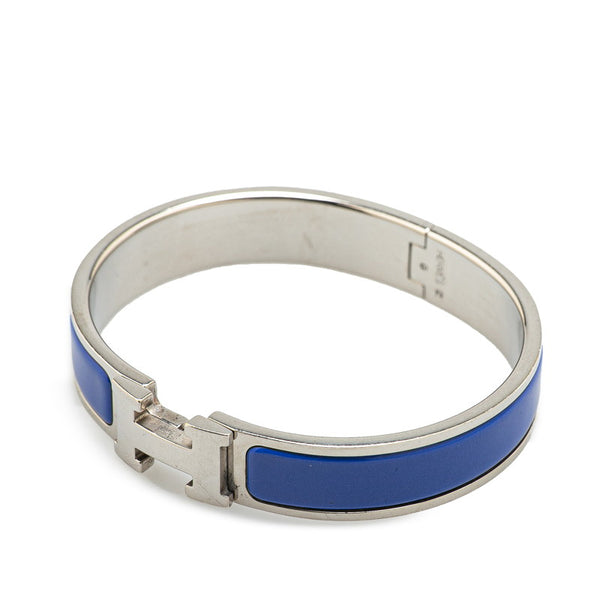 エルメス クリックH PM ブレスレット シルバー ブルー メタル レディース HERMES 【中古】