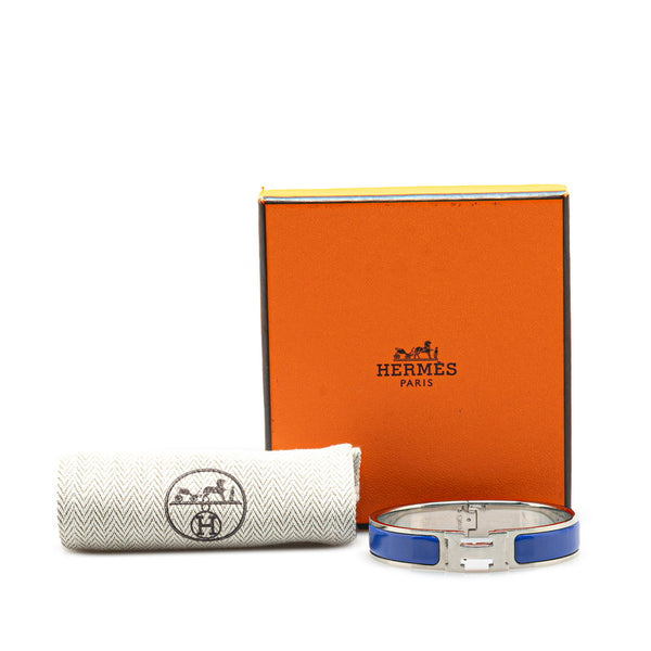 エルメス クリックH PM ブレスレット シルバー ブルー メタル レディース HERMES 【中古】