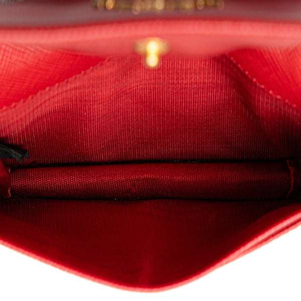 プラダ 三角ロゴプレート カードケース レッド レザー レディース PRADA 【中古】
