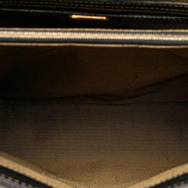 フェンディ ズッカ トートバッグ ハンドバッグ 15095 ベージュ ブラック キャンバス レザー レディース FENDI 【中古】