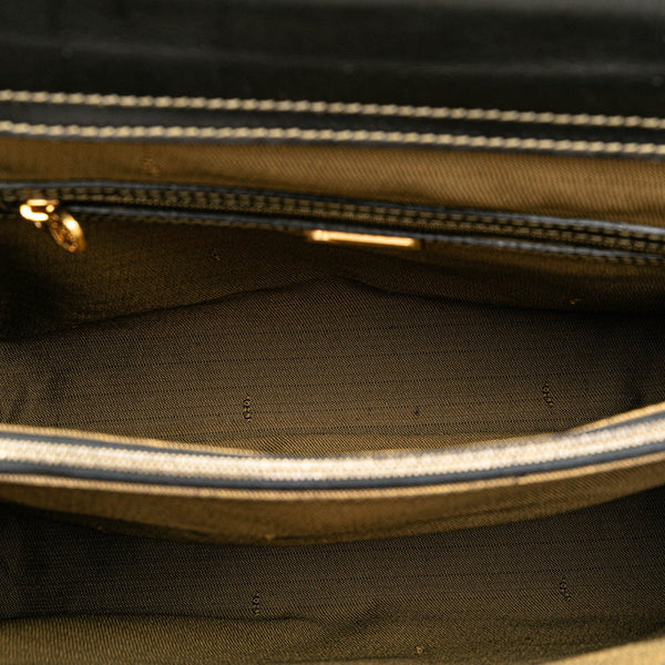 フェンディ ズッカ トートバッグ ハンドバッグ 15095 ベージュ ブラック キャンバス レザー レディース FENDI 【中古】
