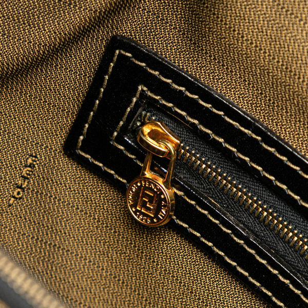 フェンディ ズッカ トートバッグ ハンドバッグ 15095 ベージュ ブラック キャンバス レザー レディース FENDI 【中古】