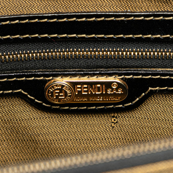 フェンディ ズッカ トートバッグ ハンドバッグ 15095 ベージュ ブラック キャンバス レザー レディース FENDI 【中古】