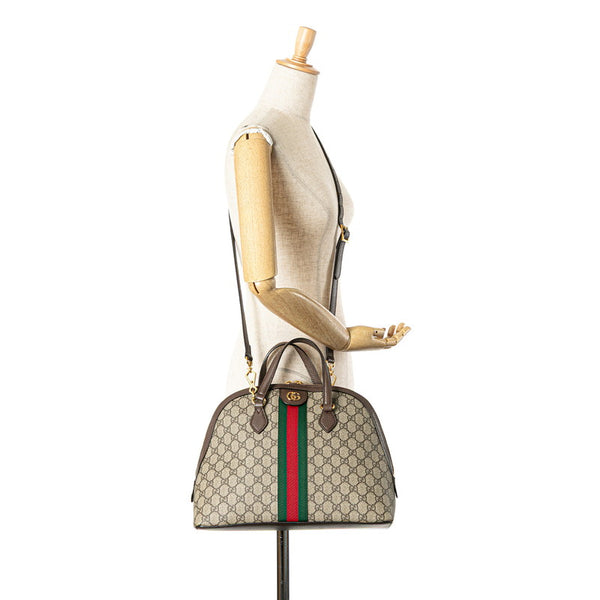 グッチ オフィディア GGスプリーム ハンドバッグ ショルダーバッグ 2WAY 524533 ベージュ ブラウン PVC レザー レディース GUCCI 【中古】