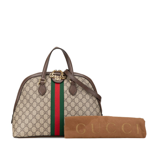 グッチ オフィディア GGスプリーム ハンドバッグ ショルダーバッグ 2WAY 524533 ベージュ ブラウン PVC レザー レディース GUCCI 【中古】