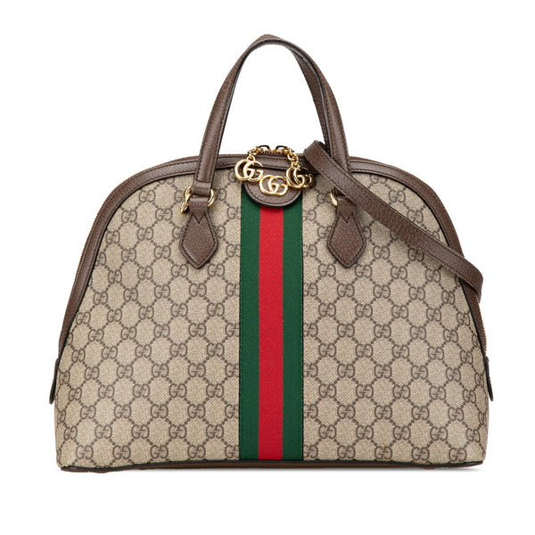 グッチ オフィディア GGスプリーム ハンドバッグ ショルダーバッグ 2WAY 524533 ベージュ ブラウン PVC レザー レディース GUCCI 【中古】