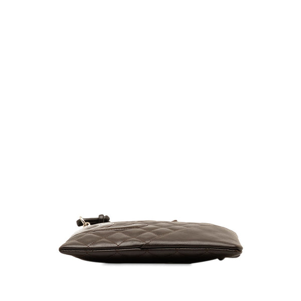 シャネル カンボンライン ココマーク キルティング ショルダーバッグ ブラウン ラムスキン レザー エナメル レディース CHANEL 【中古】