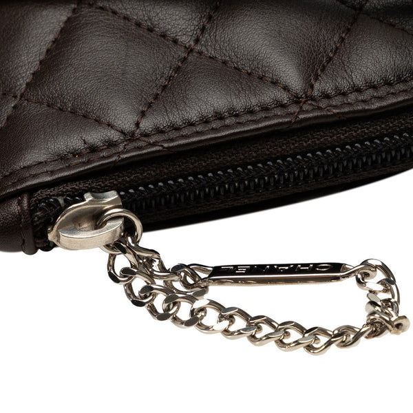 シャネル カンボンライン ココマーク キルティング ショルダーバッグ ブラウン ラムスキン レザー エナメル レディース CHANEL 【中古】