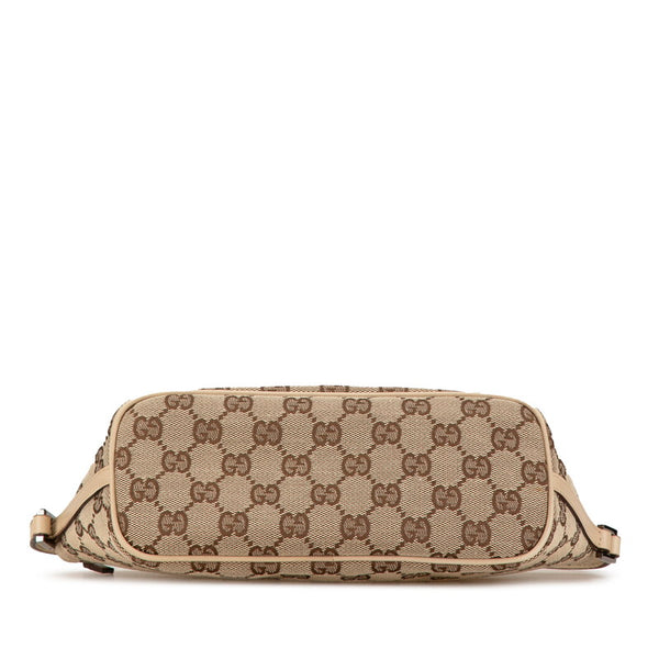 グッチ GGキャンバス アクセサリーポーチ ハンドバッグ 07198 ベージュ ブラウン キャンバス レザー レディース GUCCI 【中古】