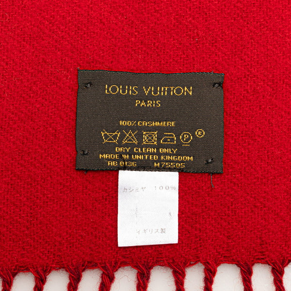 ルイ ヴィトン エシャルプ レイキャビック マフラー M75505 スリーズ レッド カシミヤ レディース LOUIS VUITTON 【中古】